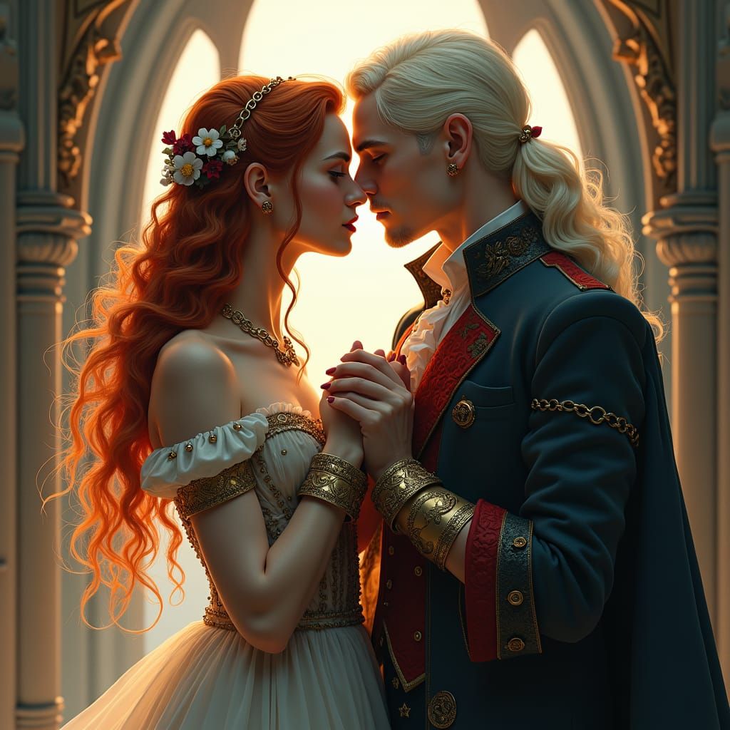 Enchanted Kiss: Hermione and Draco in Art Nouveau Style