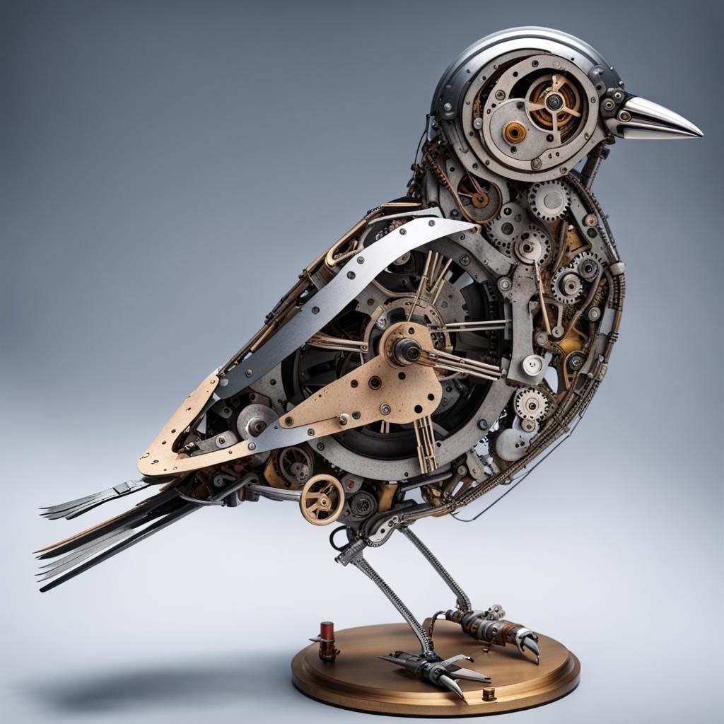 Mechanical Clockwork Bird Made of Clock Parts