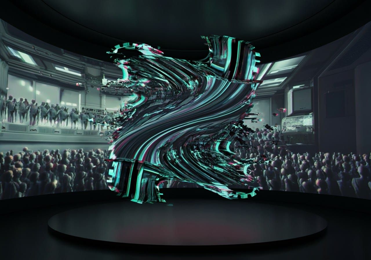 Glitching Holographic Anarchy in a Futuristic Collapse