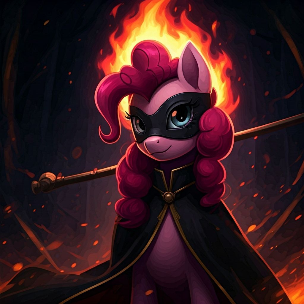 Pinkie Pie as Dark Fire Mage Jester in Manga Style