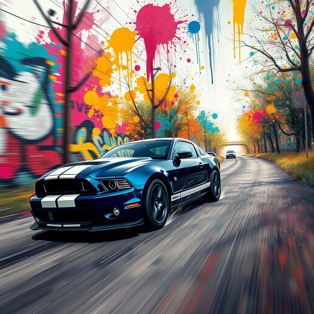 Sleek 2014 Dark Blue Mustang Shelby GT500 in Vibrant Graffit...