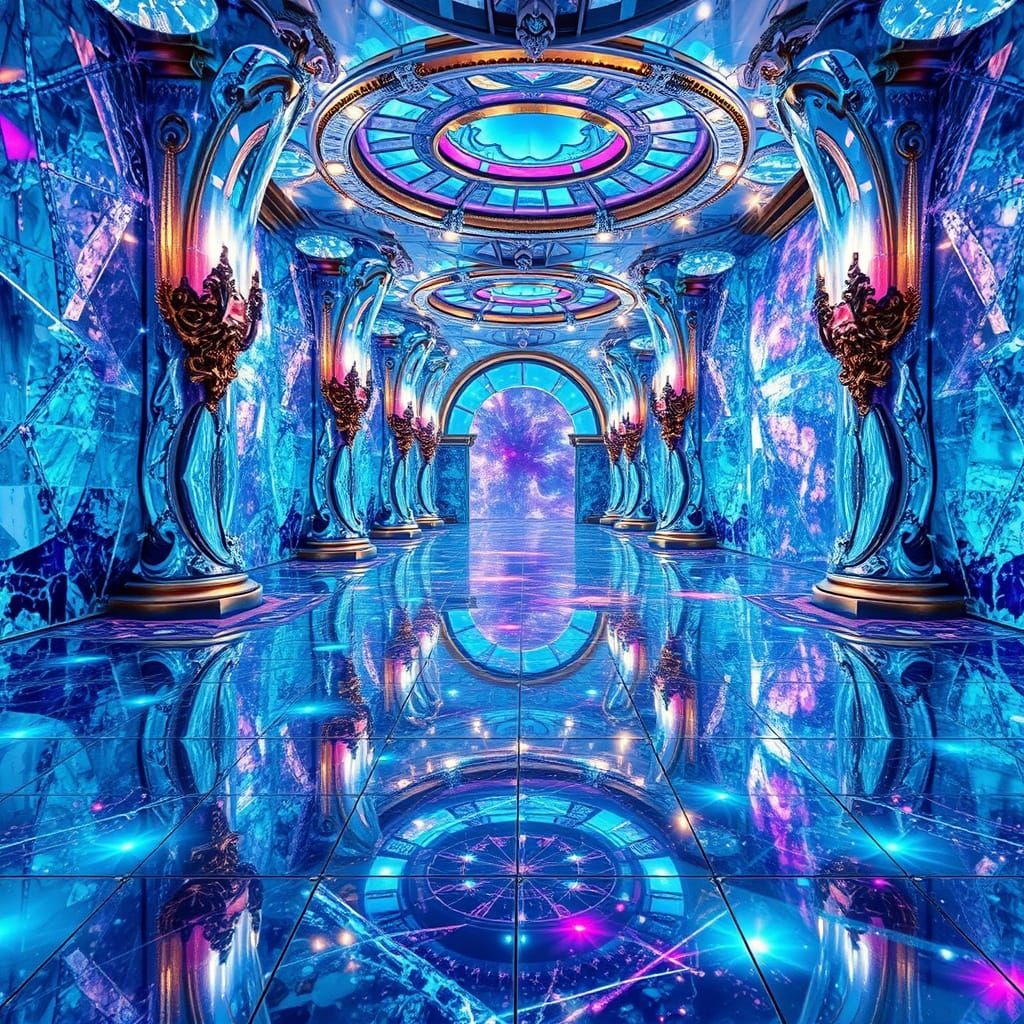 Ethereal Crystal Floor in a Vibrant Fantasy Realm