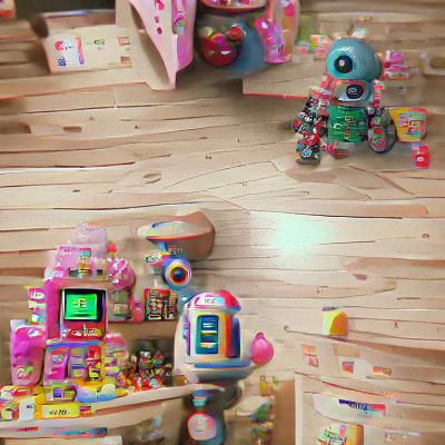 Vintage Toy Robot with Dollhouse: 8K 3D Render