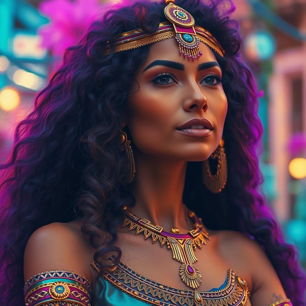 Alexandrian Woman Portrait in Synthwave Style