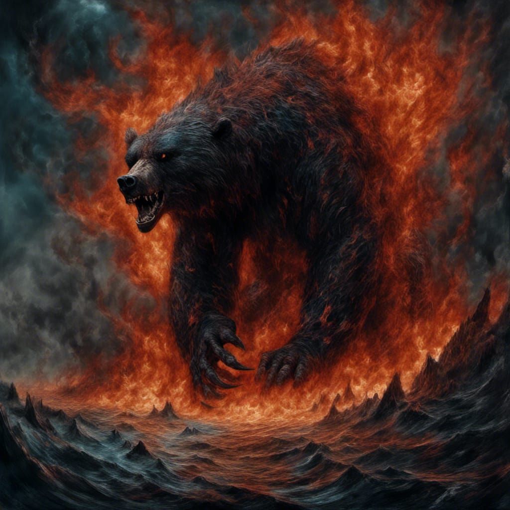 Demonic Lava Bear of the Silmarillion in Dark Art