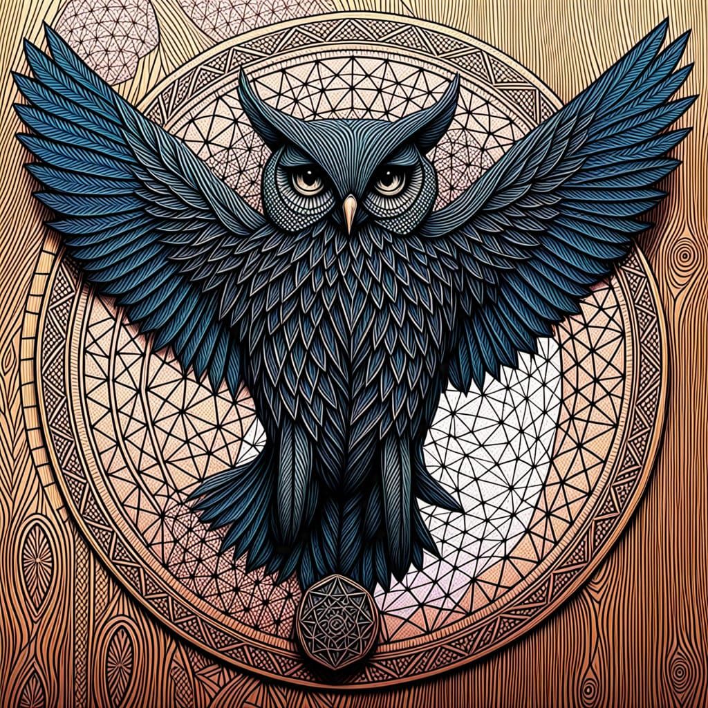 Hyperrealistic Geometric Owl Masterpiece