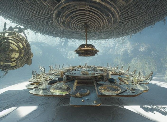 Surreal Alien Feast in Detailed 3D Rendering