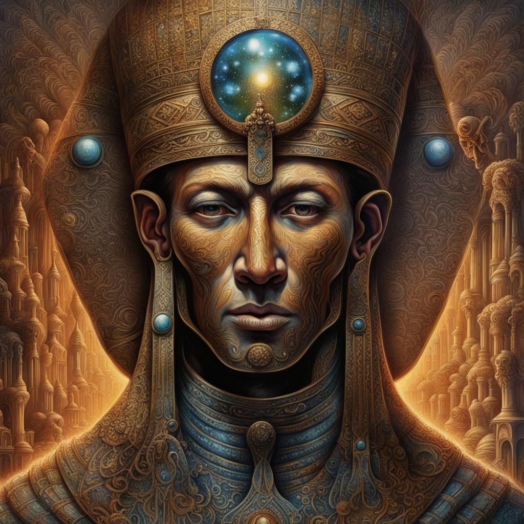 Osiris: Ruler of the Underworld in Maximalist Style