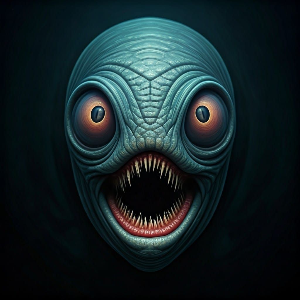 Surreal, Hyper-Realistic Portrait of an Existential Horror C...