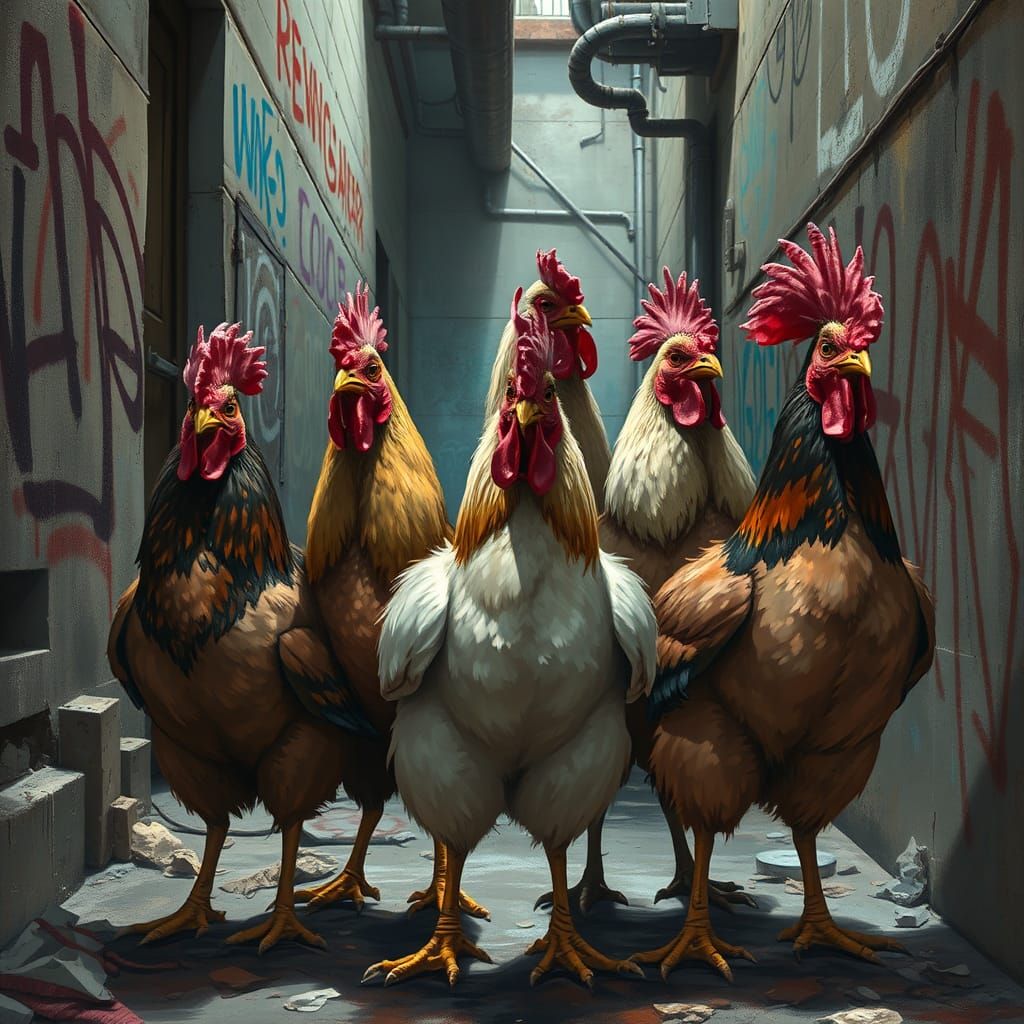 Chicken Gang in Graffiti Alley: Cinematic Street Art