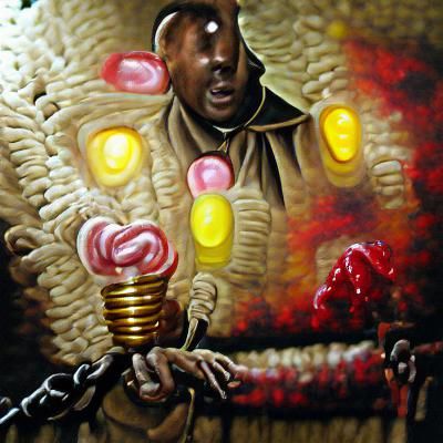 Candyman in Flickering Light: Detailed Painting