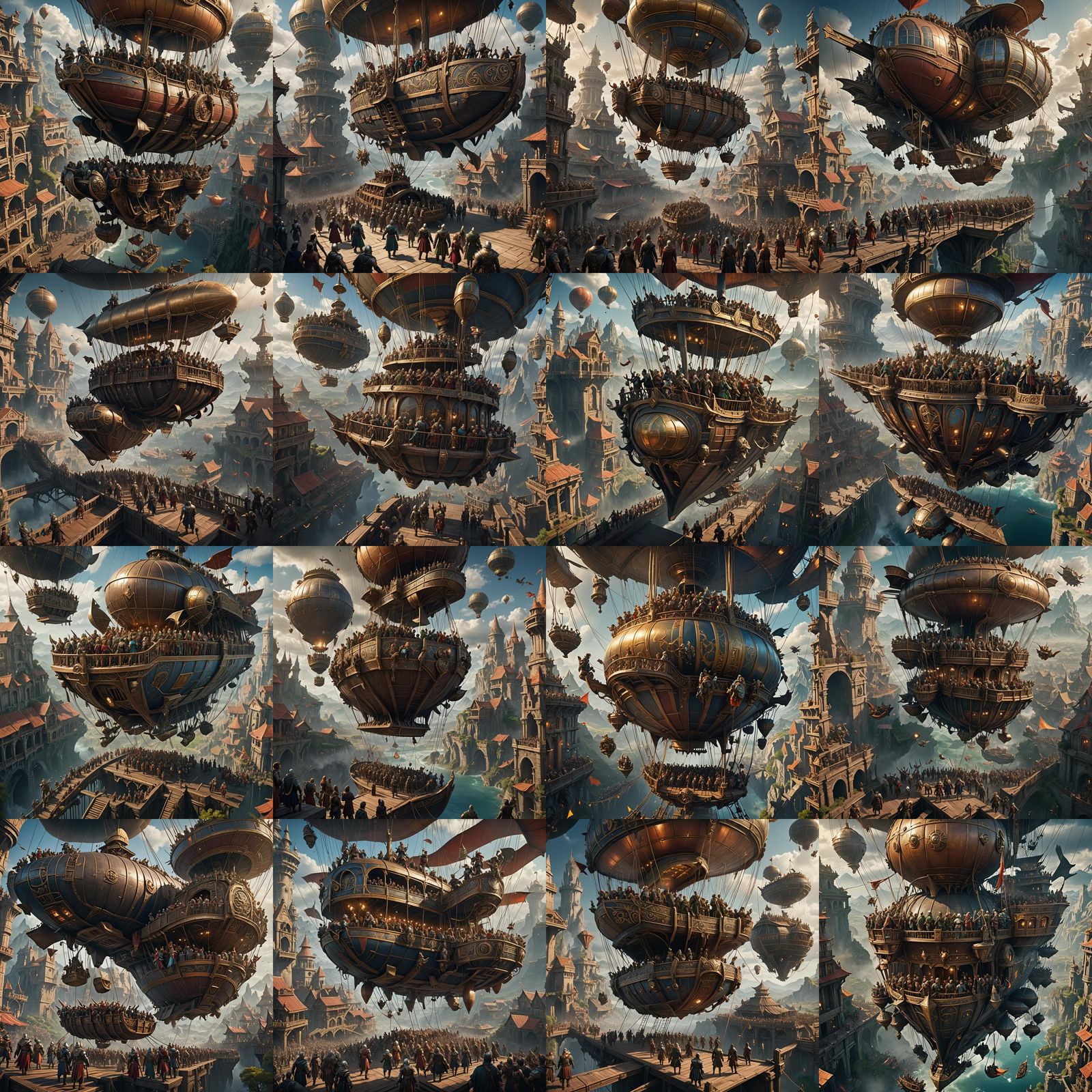 Fantasy Races Escape Gladiator Arena by Airship
