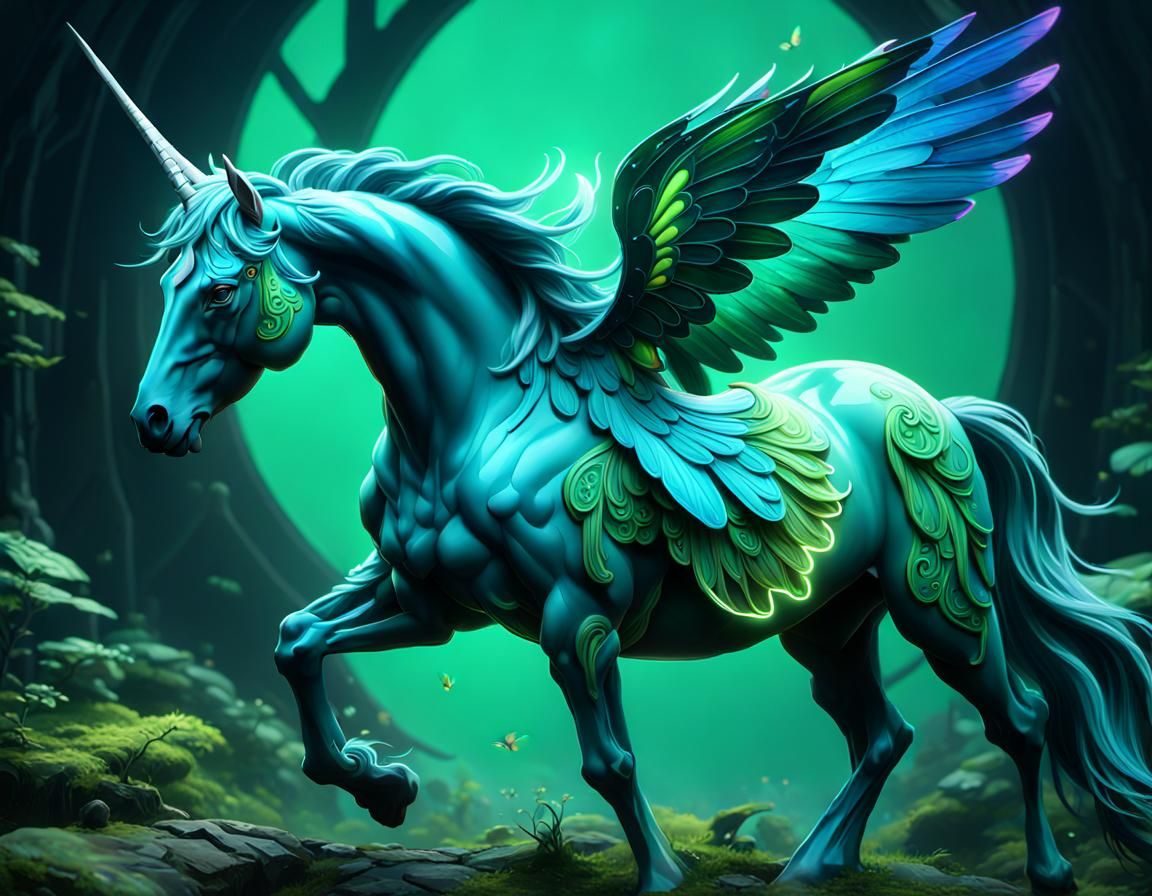 Pegasus with Butterfly Wings: Detailed Digital Painting