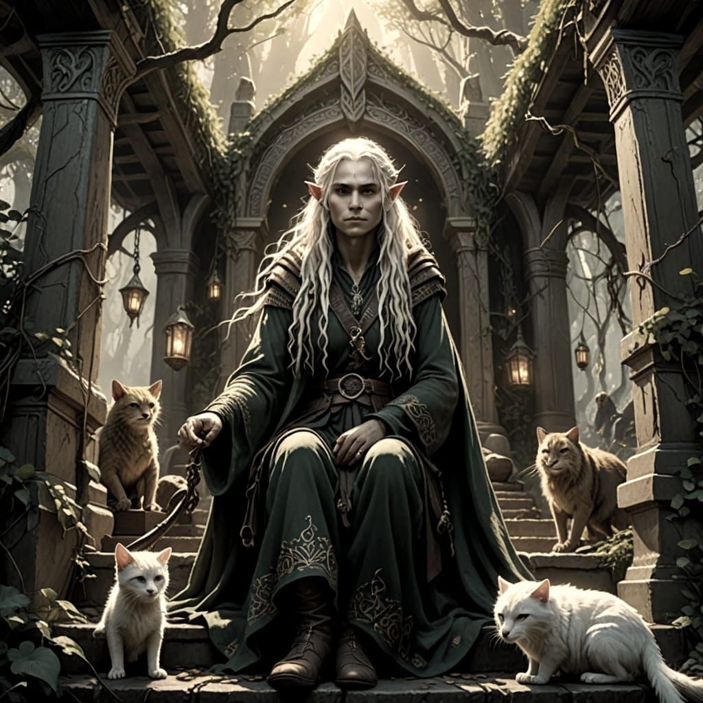 Post-Apocalyptic Elf Princess Plays Harp Amidst Baby Animals