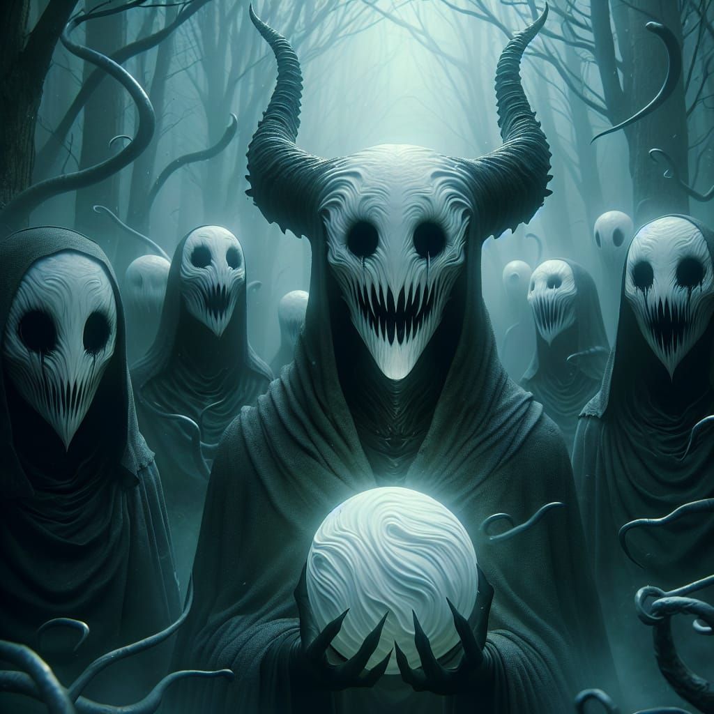 Gloomy Forest Specter with White Mask and Orb