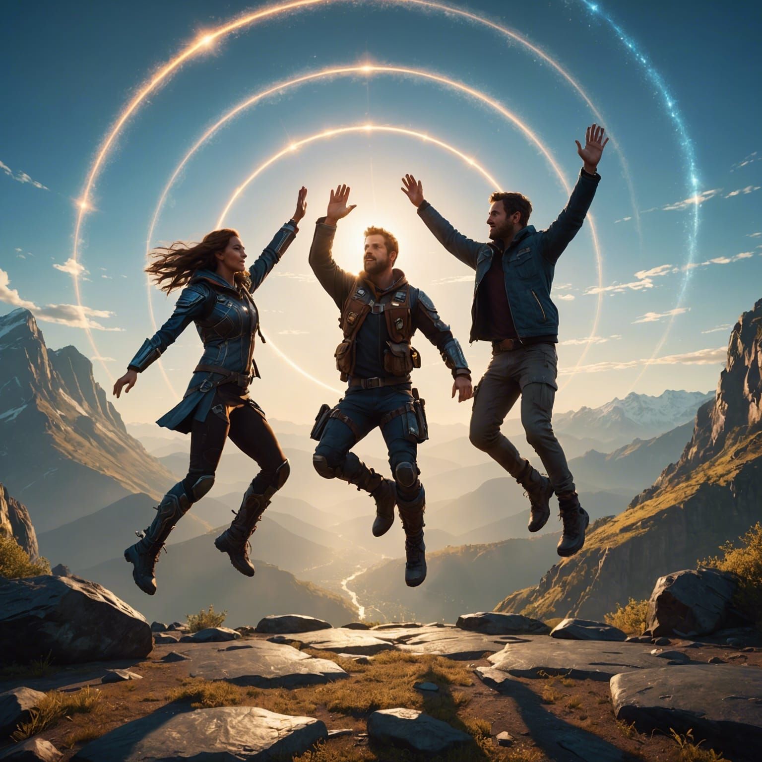 Epic High Five in Hyperrealistic Style