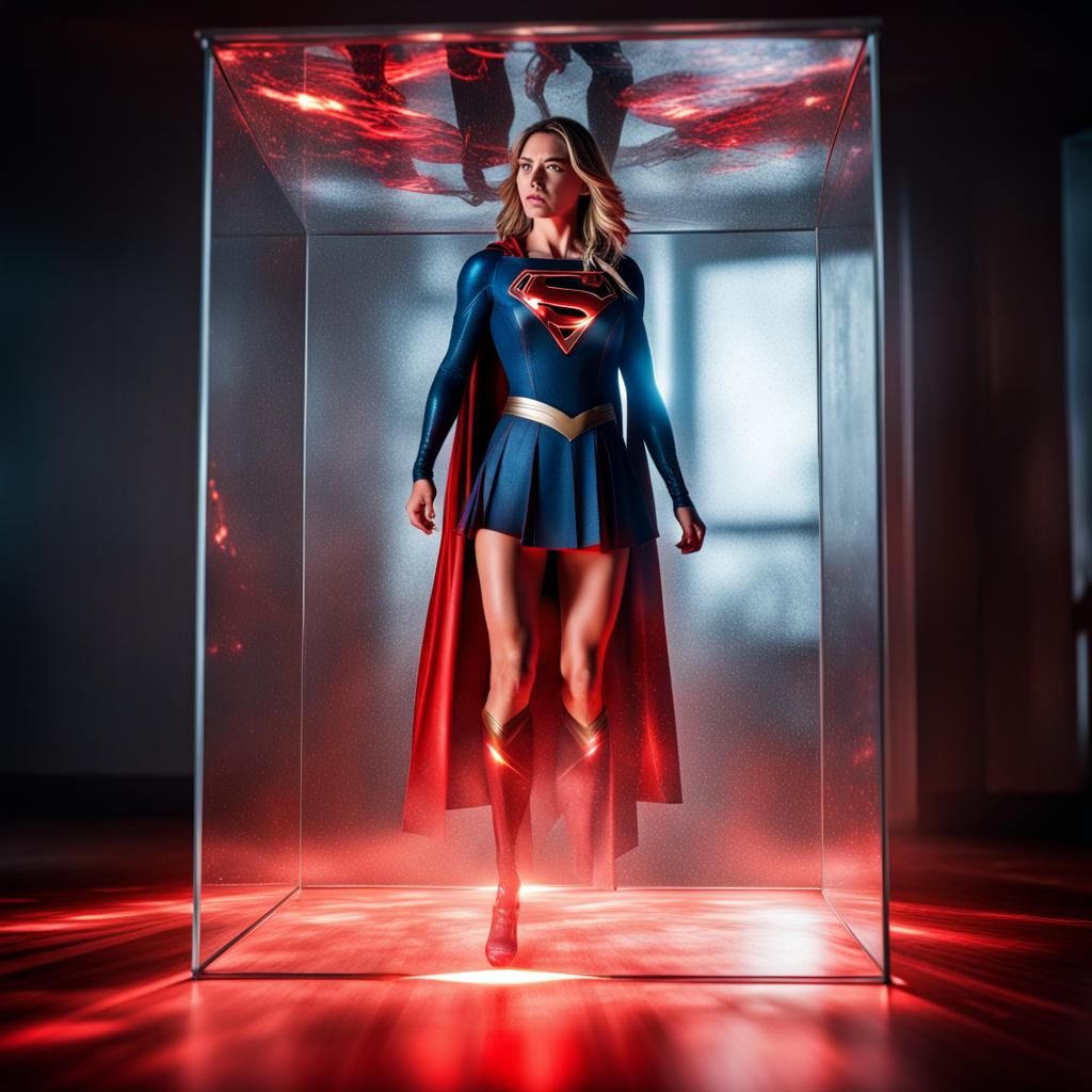 Supergirl Trapped in Glass Prism: Cinematic Escape