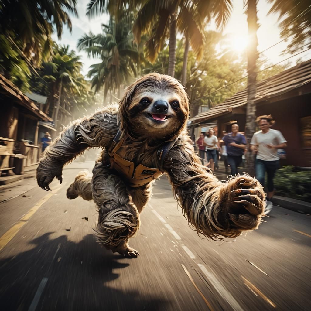 Light Speed Sloth: A Cinematic Film Still