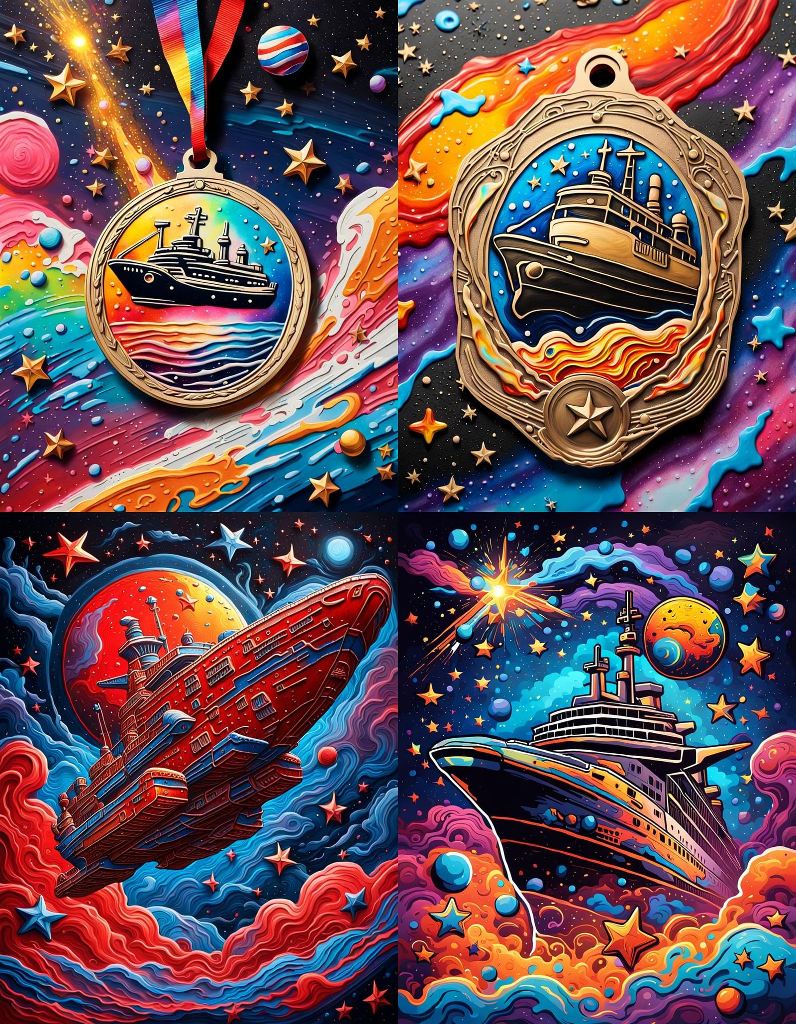 Starship Medal in Space: Graffiti Art Style