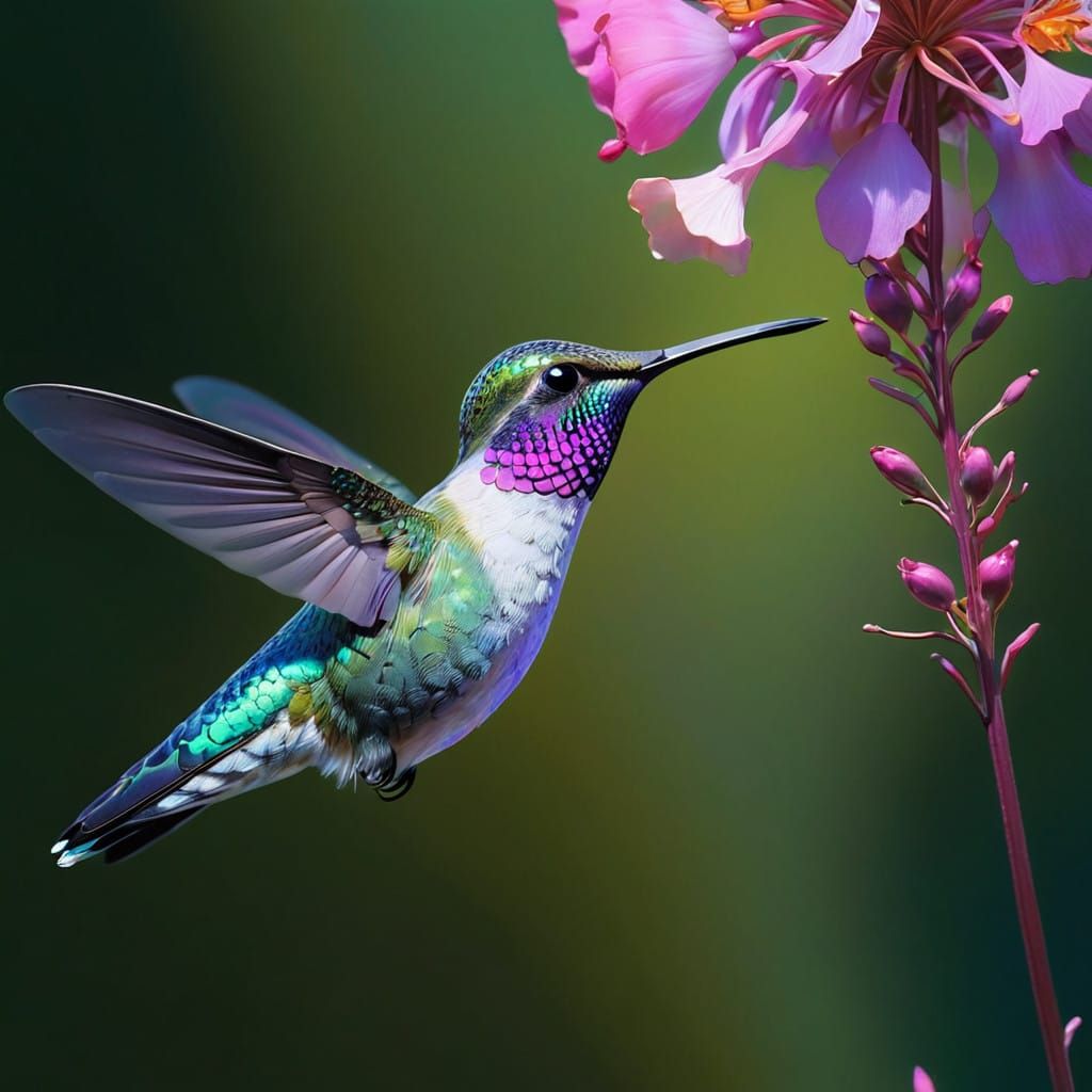 Hummingbird in Luminous Artistic Layers