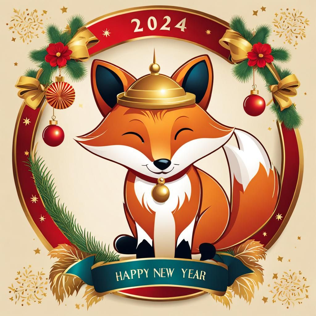 Festive Fox Wishes a Happy New Year 2024