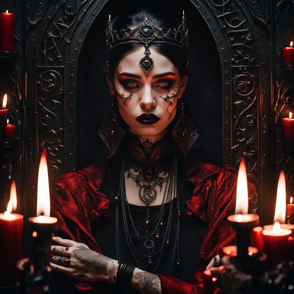 Mystical Sorceress Portrait in Gothic Dark Fantasy Style