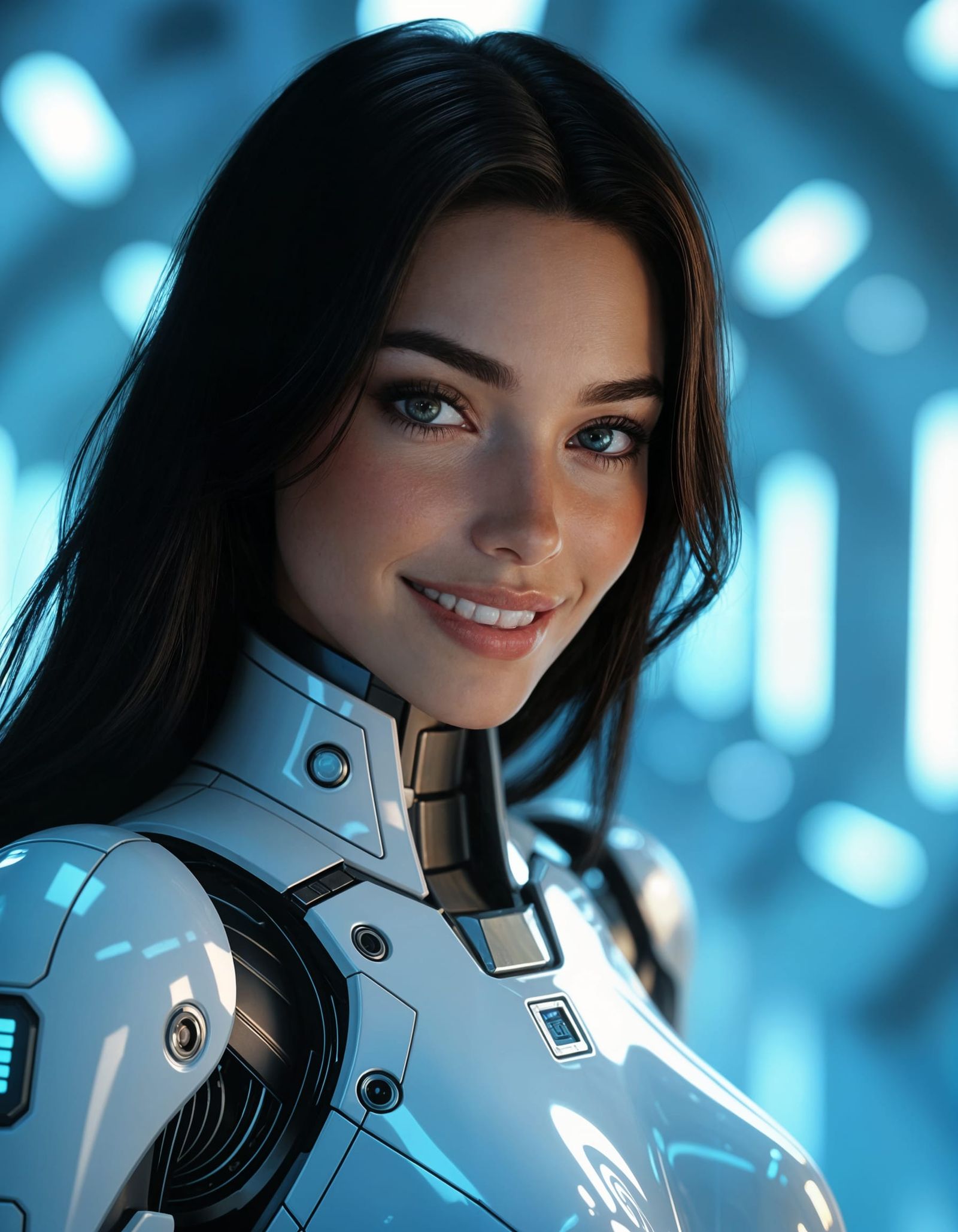 Beautiful Woman in Futuristic Sci-Fi Spacesuit
