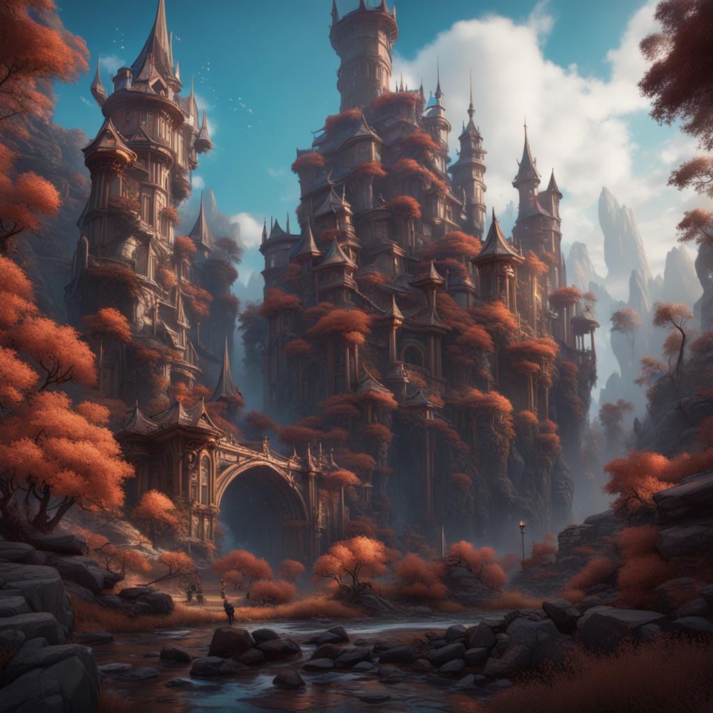 Detailed Matte Painting of Minika in Deep Color