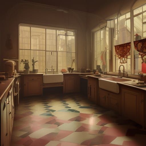 Retro 1950s Kitchen Design in 8K, Detailed Concept Art