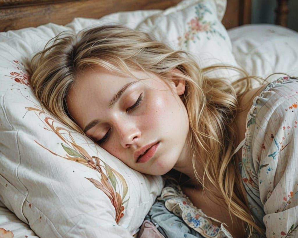 Young Girl Sleeps Peacefully in Medieval Bed