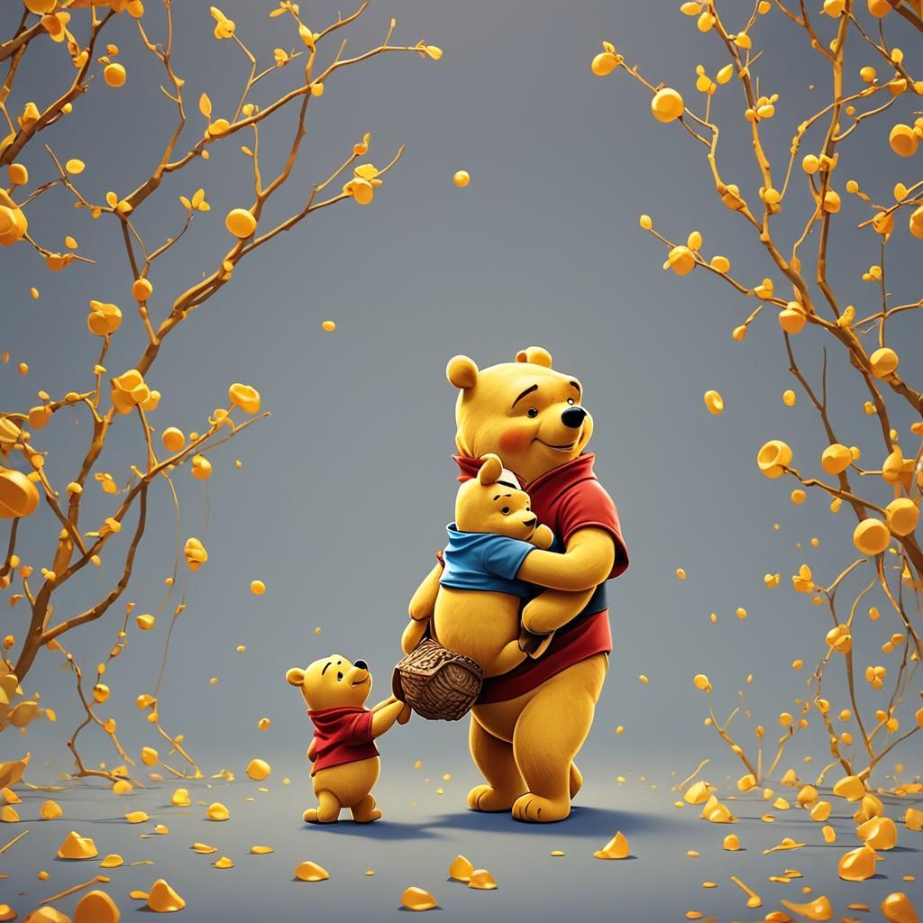 Winnie the Pooh and Cub: 3D Digital Art