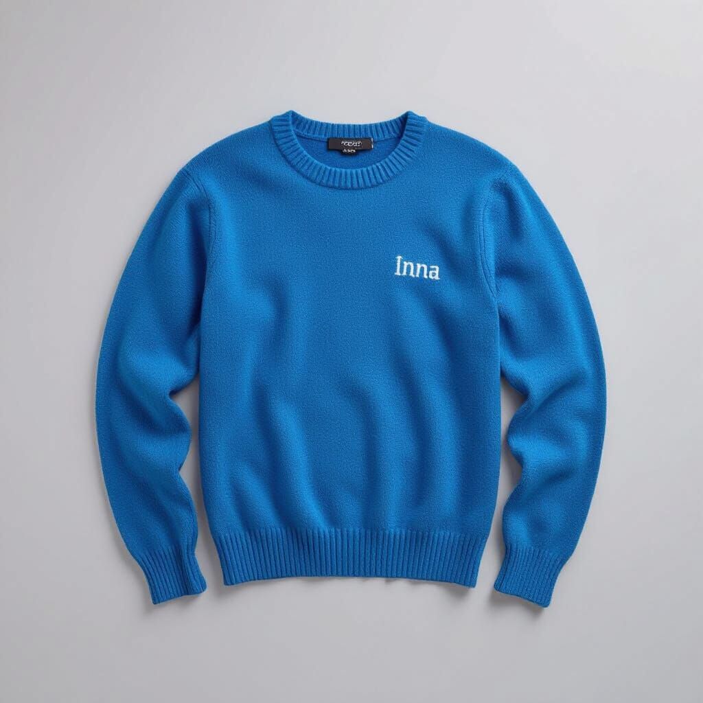Electric Blue Cotton Sweater with White Logo Embroidery
