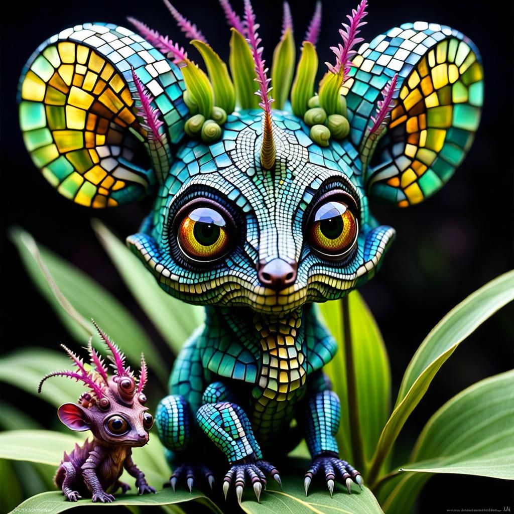 Adorable Alien Mother and Baby Portrait