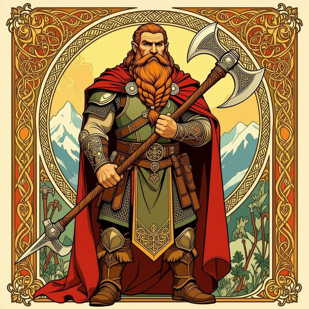 Art Nouveau Masterpiece: Gimli in Alphonse Mucha Style