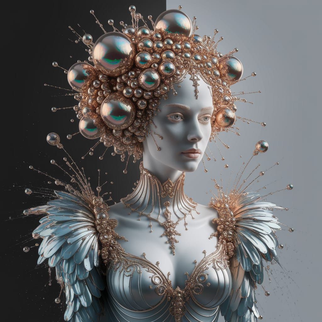 Ethereal Lady of the Lake in Gold and Burgundy