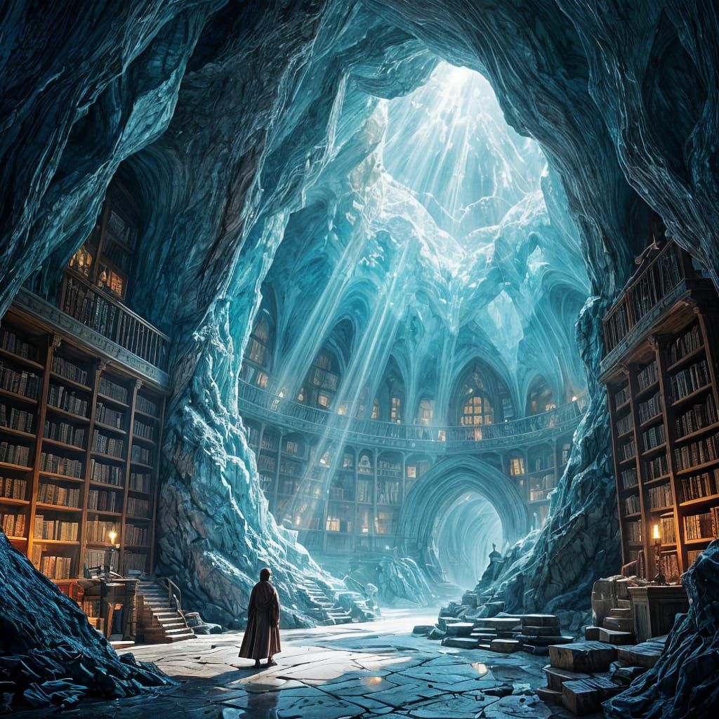 Ancient Geode Library Digital Painting