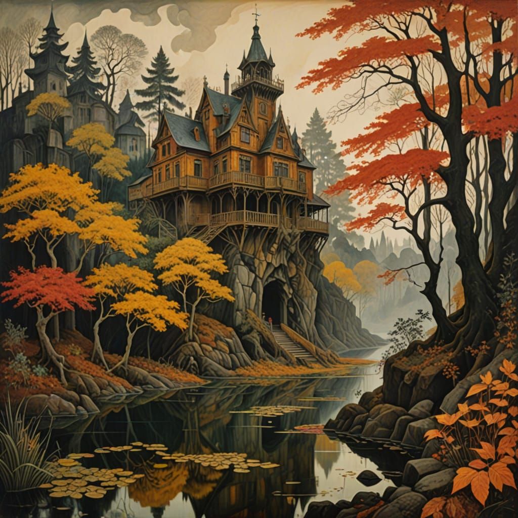 Ethereal Autumnal Bloom in Vibrant, Organic Forms