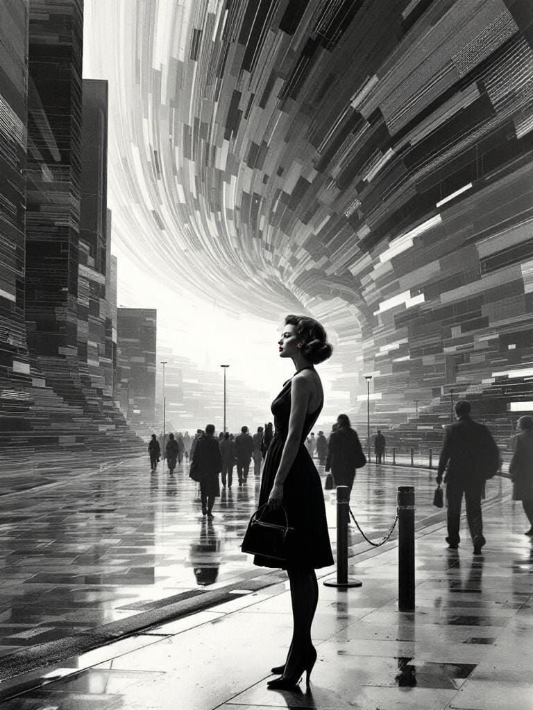 1950s Pin-Up in Degraded Sublime Landscape