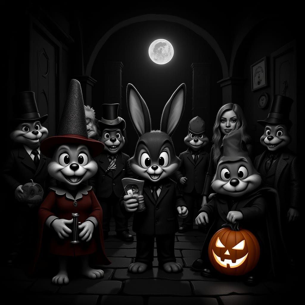 Animals in Halloween Costumes: Noir Toon Mystery