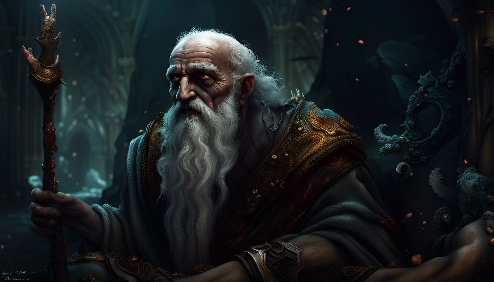 Geras, God of Old Age, in Matte Painting Style