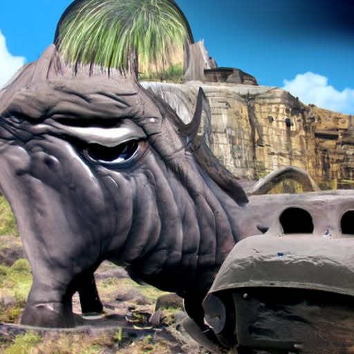 Grumpy Rhino with Bowlcut: Detailed Matte Painting