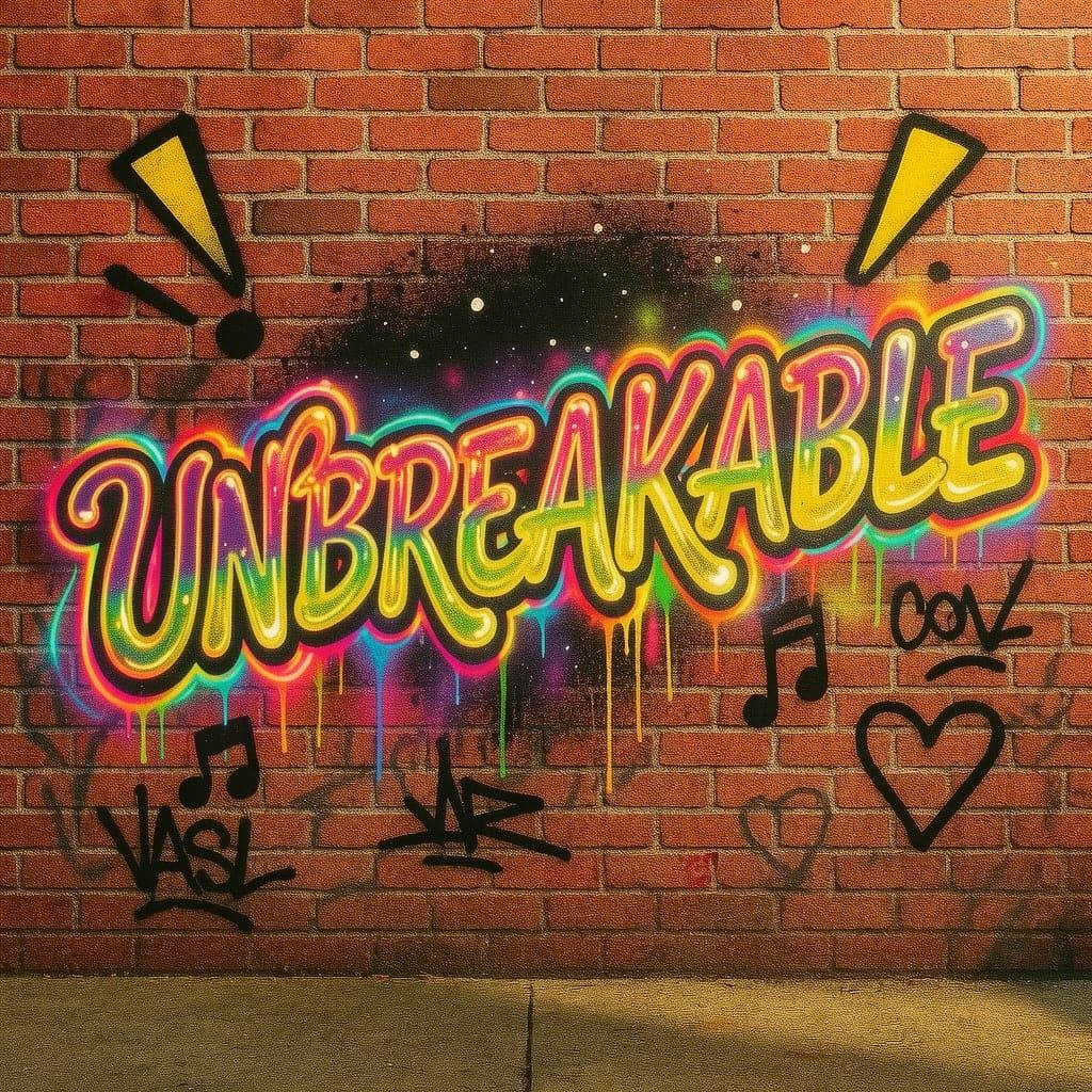 Dynamic Graffiti Mural: UNBREAKABLE in Flowing Style