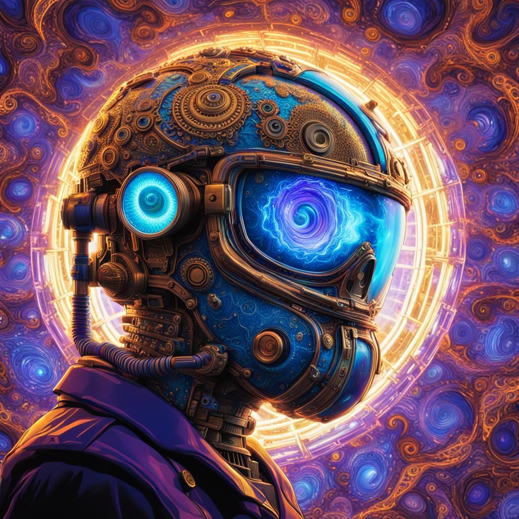 Mechanized Lamp of Wishes in Atompunk Style