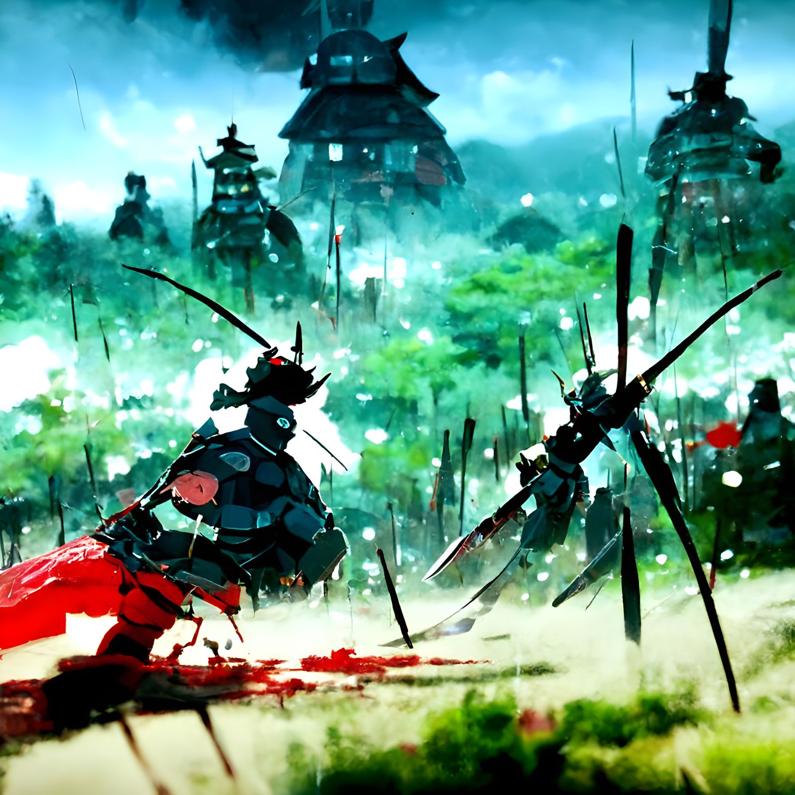Epic Samurai Battle in Anime Style