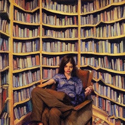 Drowning in Books: Oil Painting