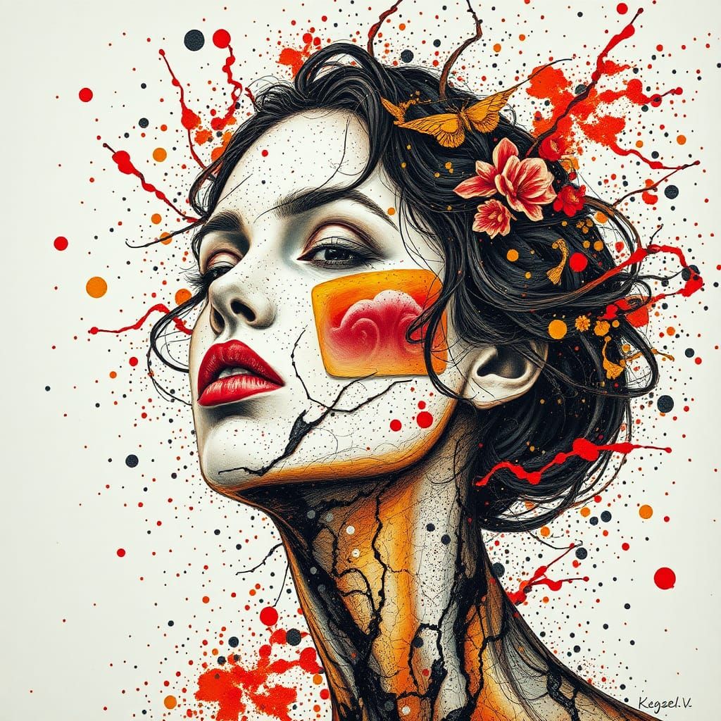Dynamic Ink Splatter Art in Rich Colors