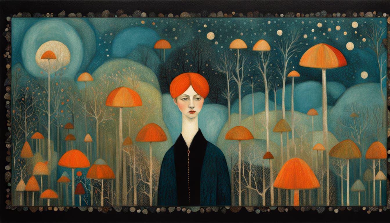 Starlit Cosmic Surrealism in Vibrant, Dreamlike Abstraction