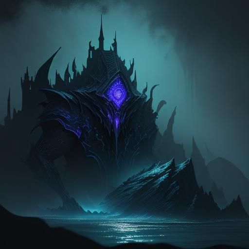 Eerie Bioluminescent Shadow Figure in Dark Waters