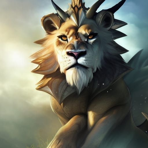 Hyperrealistic Charr Guardian: Lion-Dragon Hybrid Concept Ar...