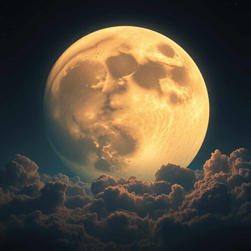 Gigantic Moon in Dark Sky: Matte Painting